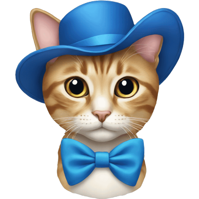 a cat in a blue hat with a bow tie emoji