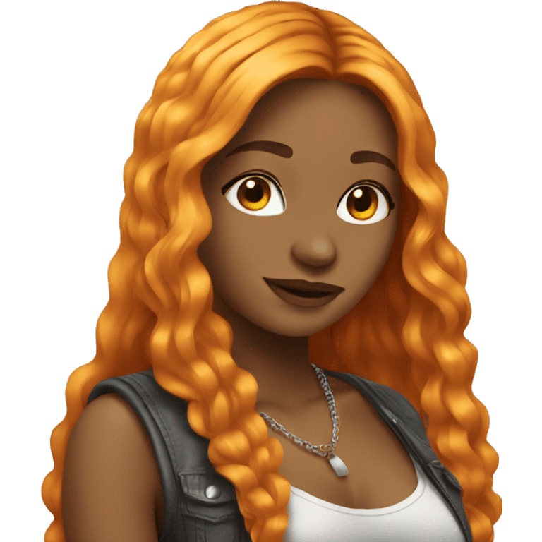 Girl Dj Orange long hair emoji