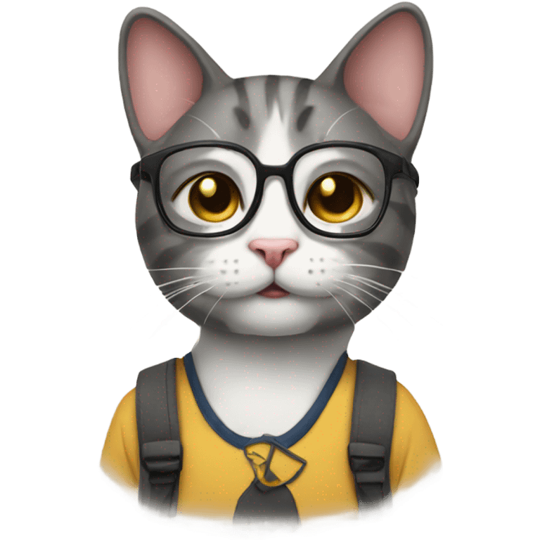 Nerd cat emoji