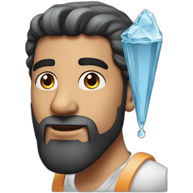 Arab man with a diamond earring with a gradient like haircut and a bucket of water in his left hand emoji