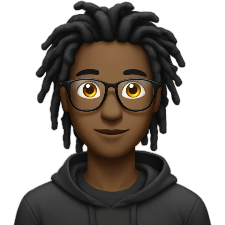 Young black man with black locs and glass in digital Space emoji