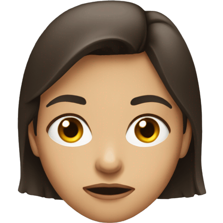 brunette girl glaring emoji