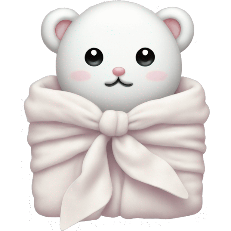 cute pastel white blanket with white bow emoji