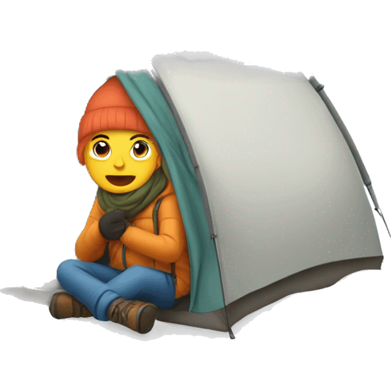 person camping in winter with snow background emoji