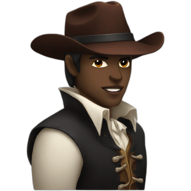 Very developed Cowboy kissing male vampire emoji