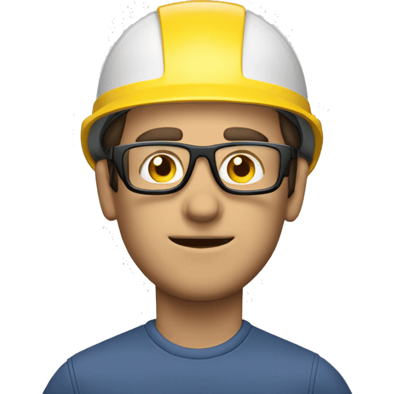 Caucasian man wearing safety helmet, glases and earplugs emoji