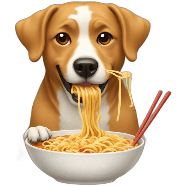 Dog eating ramen emoji