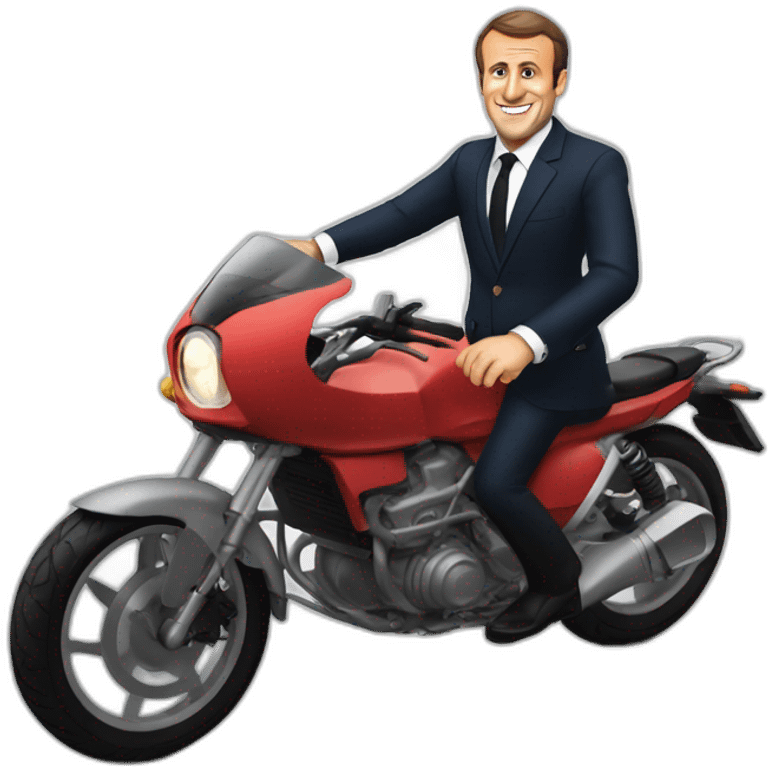 Emmanuel macron qui fait de la moto emoji