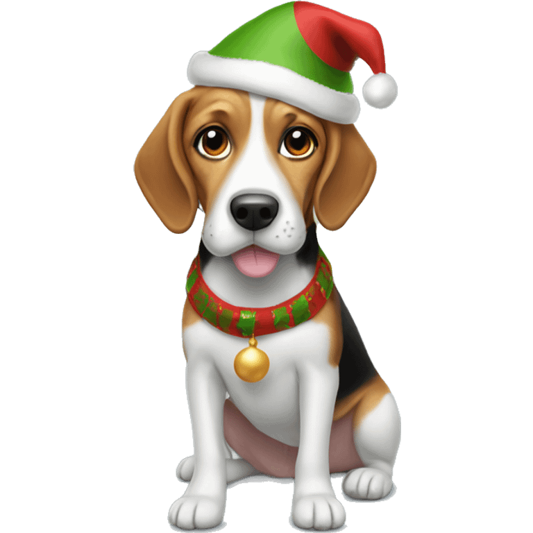 Beagle Christmas elf emoji