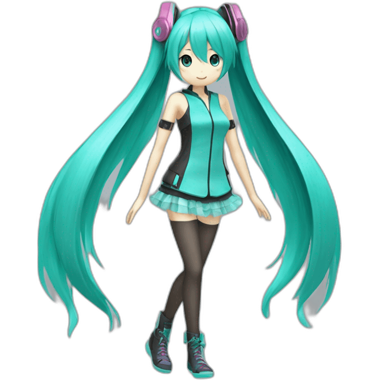 Hatsune miku full body with transparency on clothe emoji