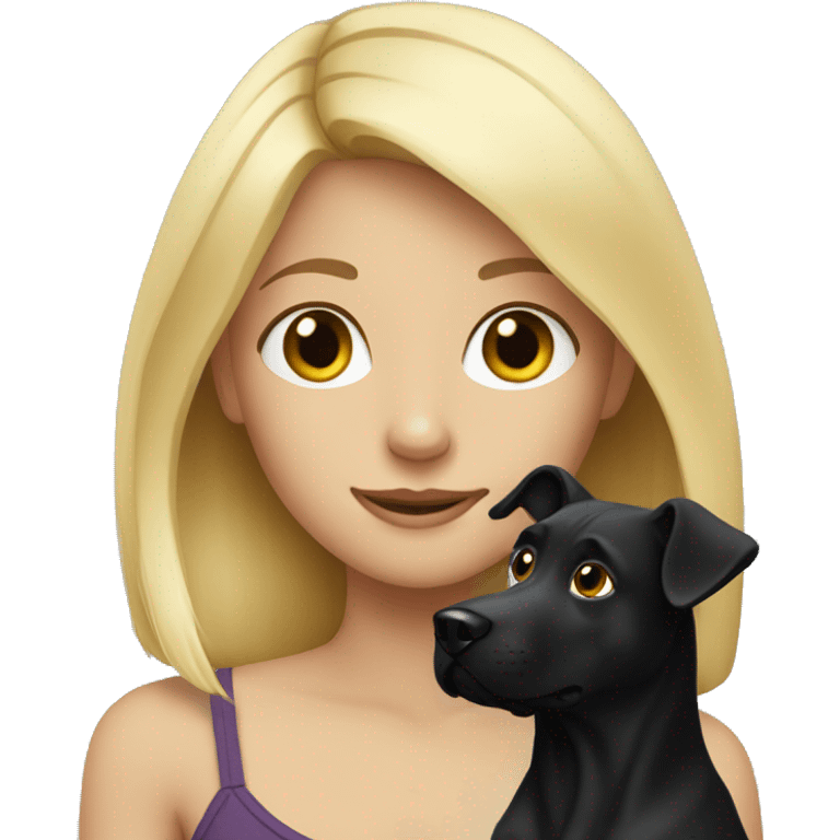 Blonde Girl with a black dog  emoji