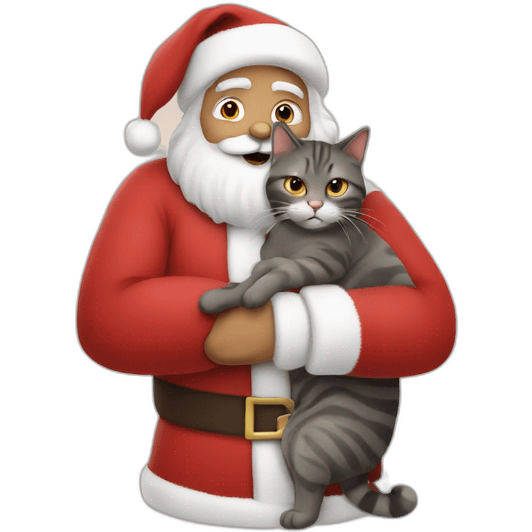 Santa hugging a cat  emoji