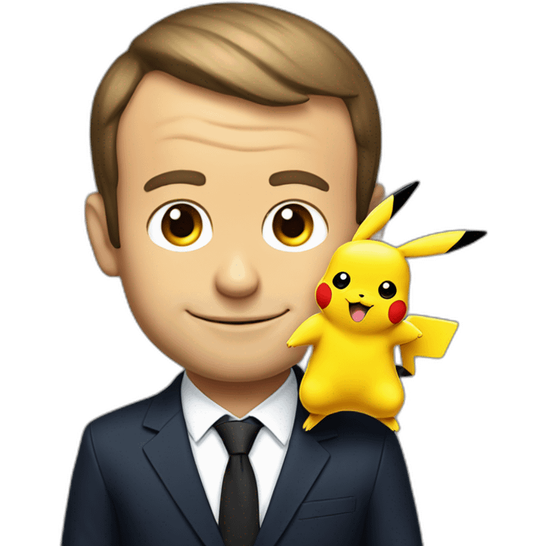 emmanuel macron with a pikachu on his shoulder emoji