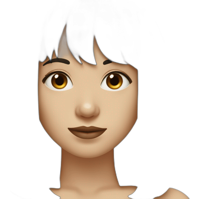 medium straight black haired white women with bangs and chubby cheeks emoji