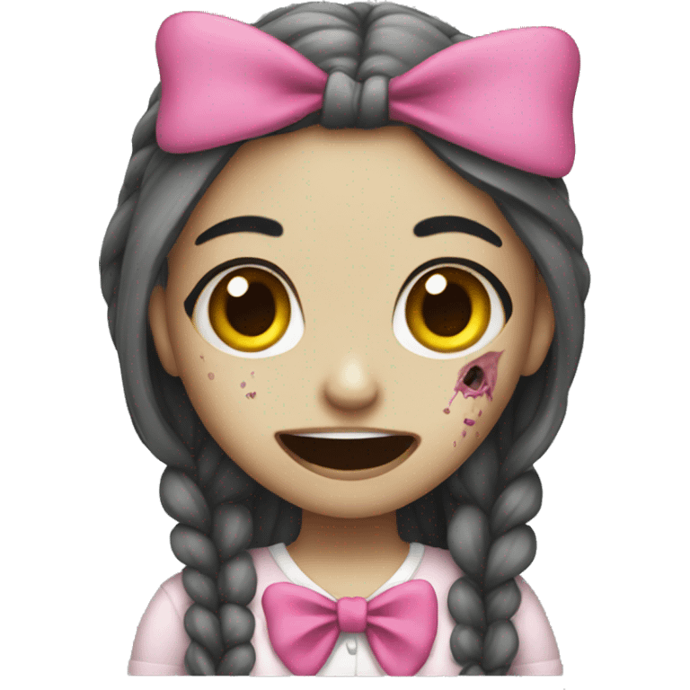 girl zombie wearing pink bow emoji