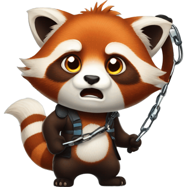 angry red panda holding a leash emoji