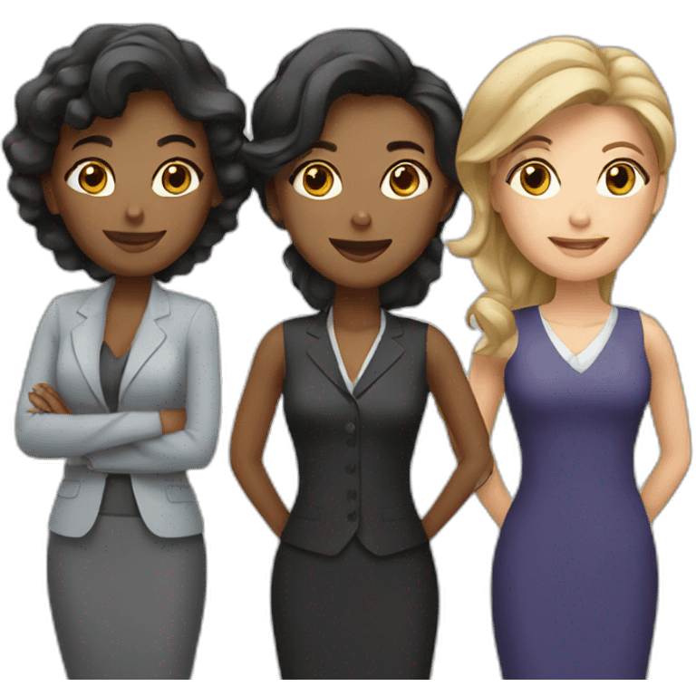 three professional women standing diverse emoji