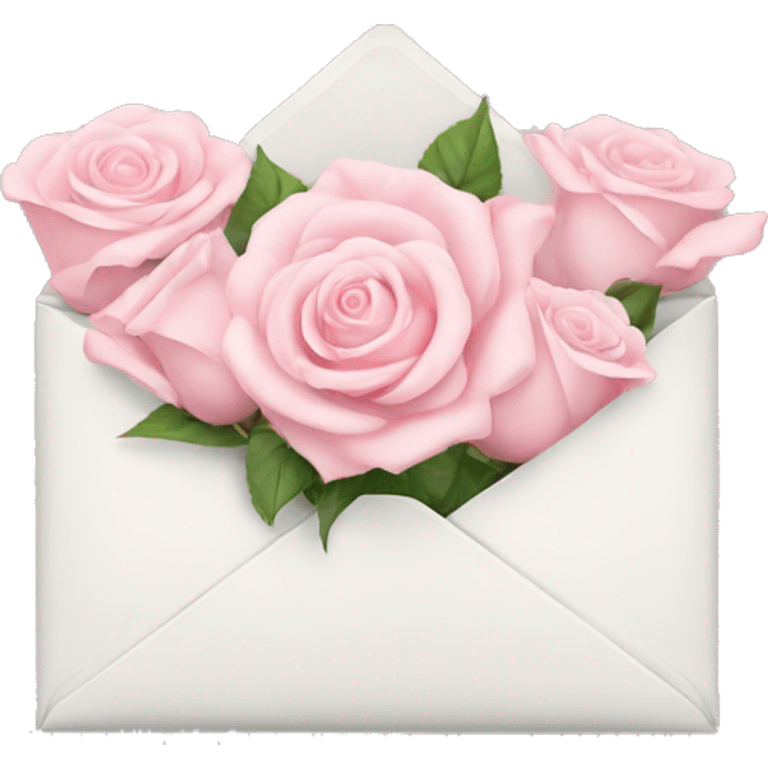 White envelope with light pink roses emoji