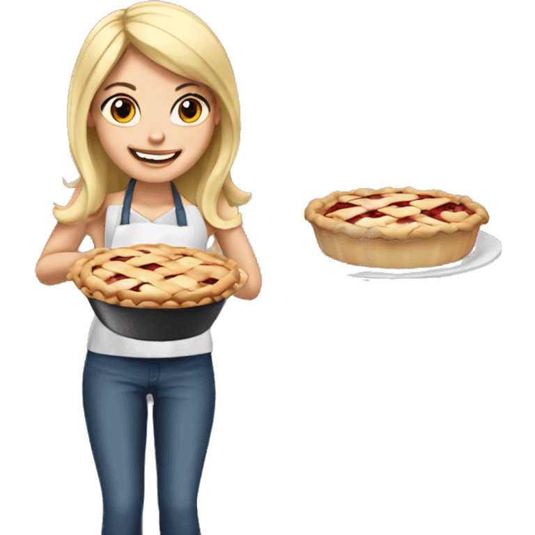 cooking blonde girl with pie emoji