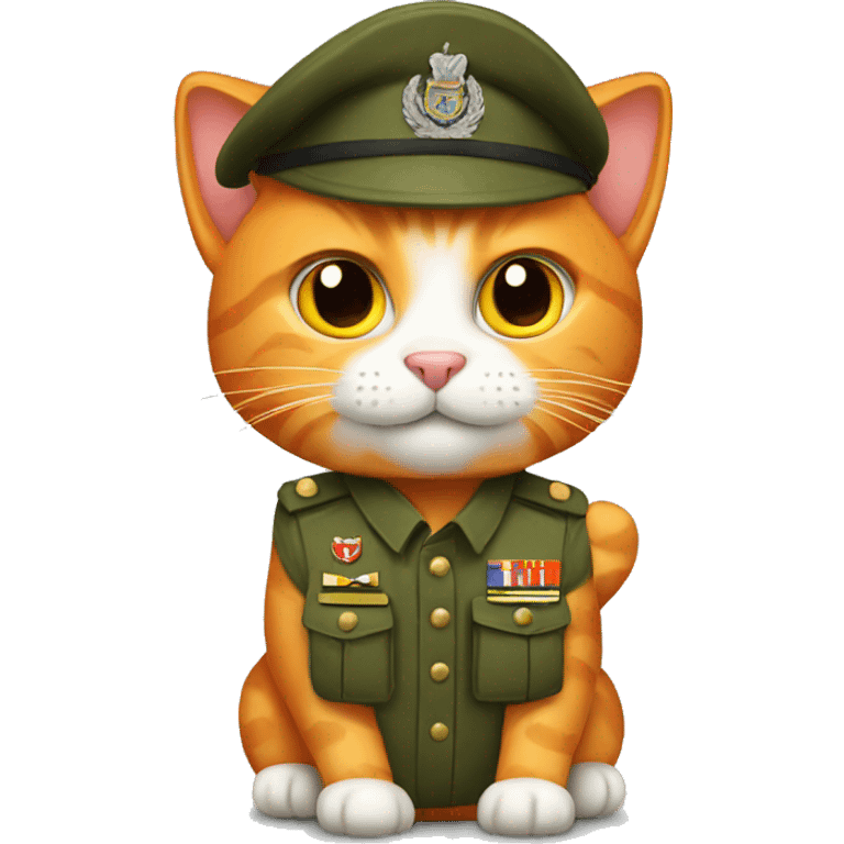 Orange cat in military outfit emoji