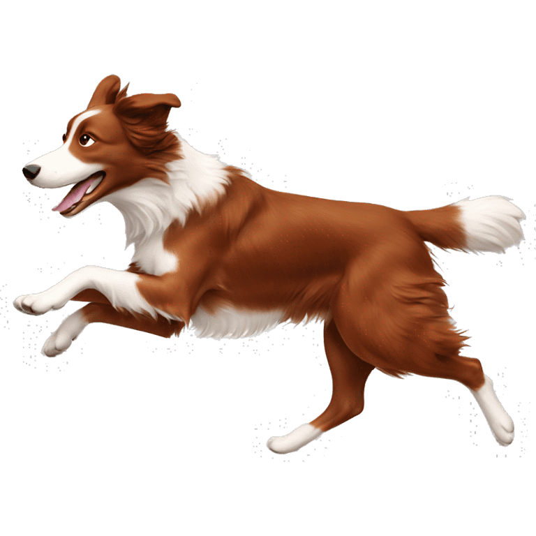 Red border collie running emoji