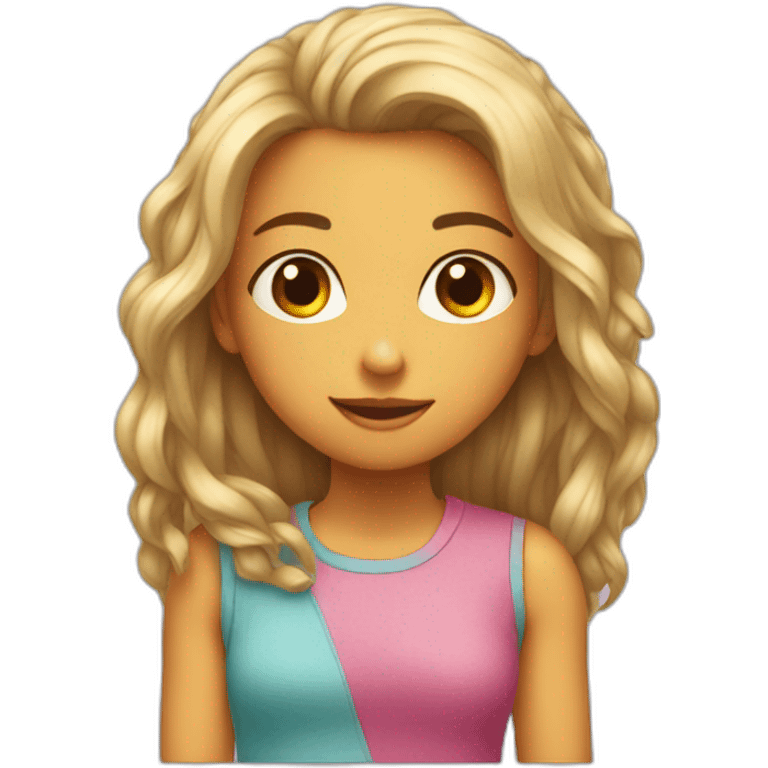 A girl hangin on her older sister  emoji