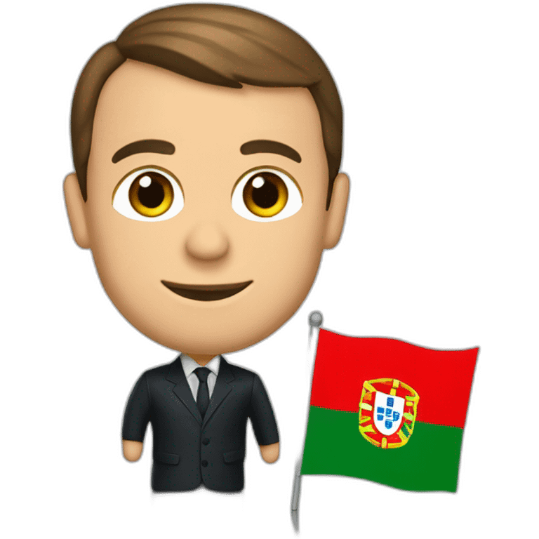 Macron with a flag of portugal emoji