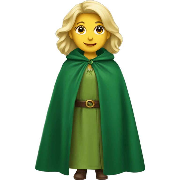 Blonde woman wearing green cloak emoji