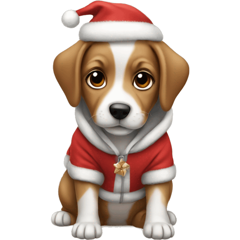 Cute puppy wearing Christmas hoodies  emoji