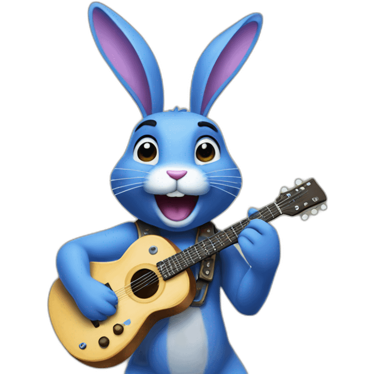 Bonnie is a blue animatronic rabbit with a guitar emoji