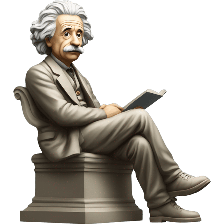 sitting philosopher-statue as albert einstein thinking emoji