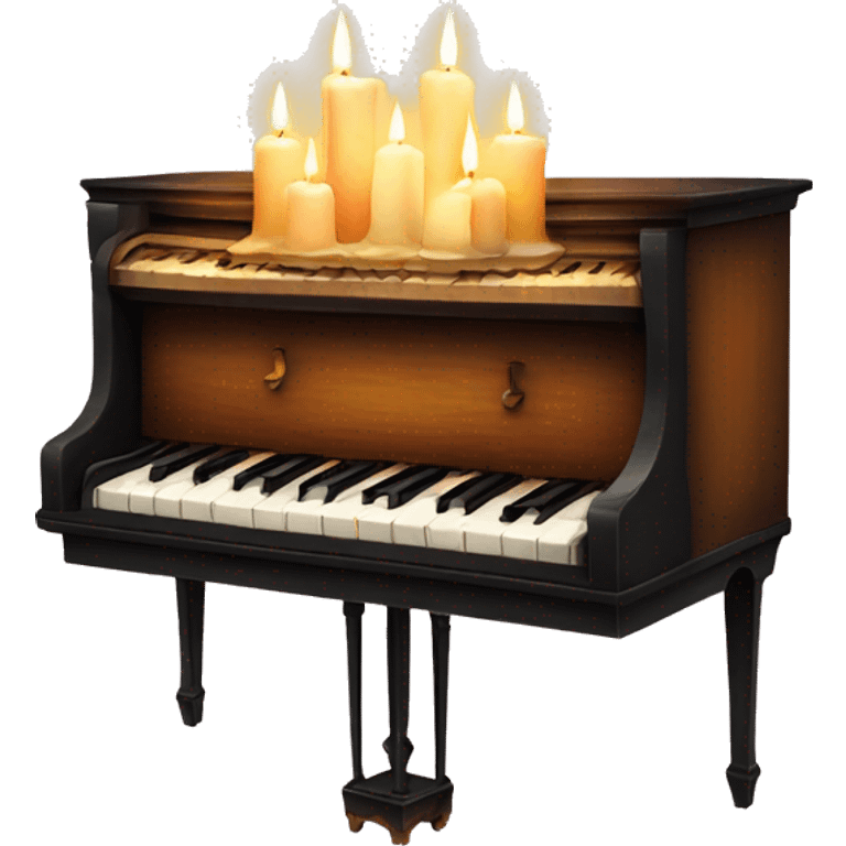 vintage piano with melted candles on top emoji