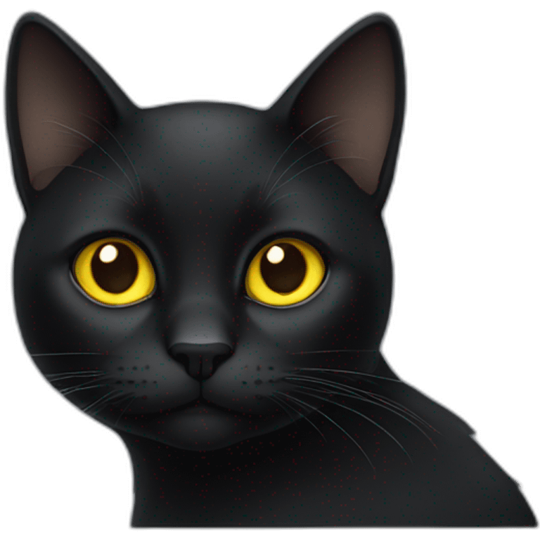 Black cat with white chin and yellow eyes emoji