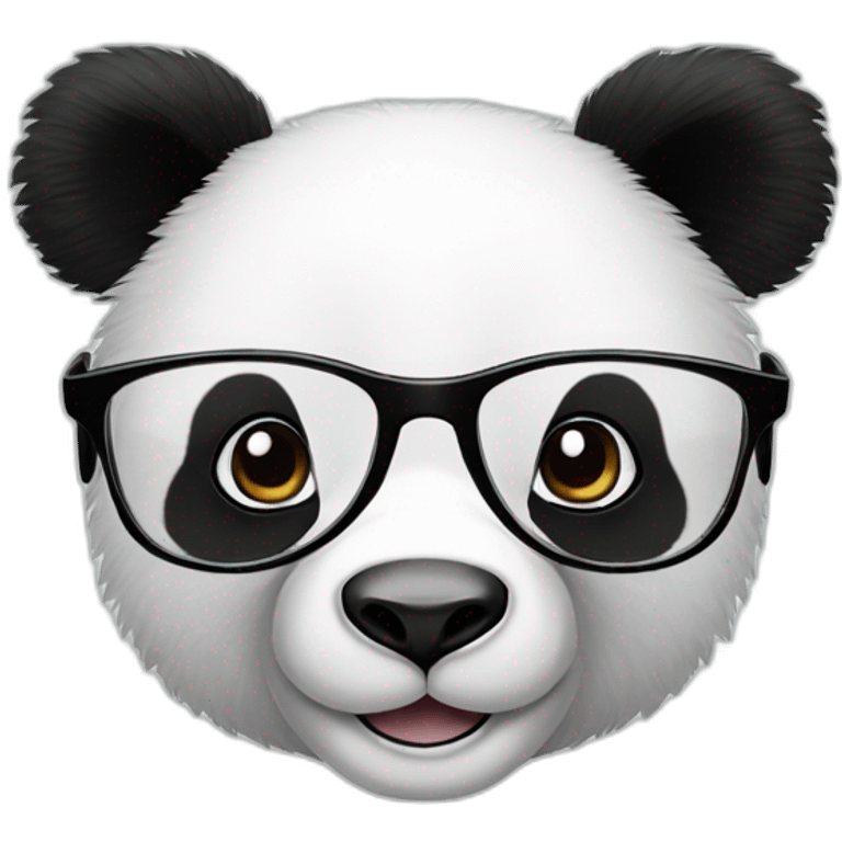 Generate an image of a geeky panda wearing glasses. Highlight its playful personality and enthusiasm for technology in the illustration emoji