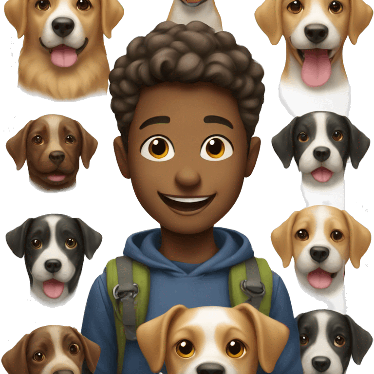 happy boy with dog portrait emoji