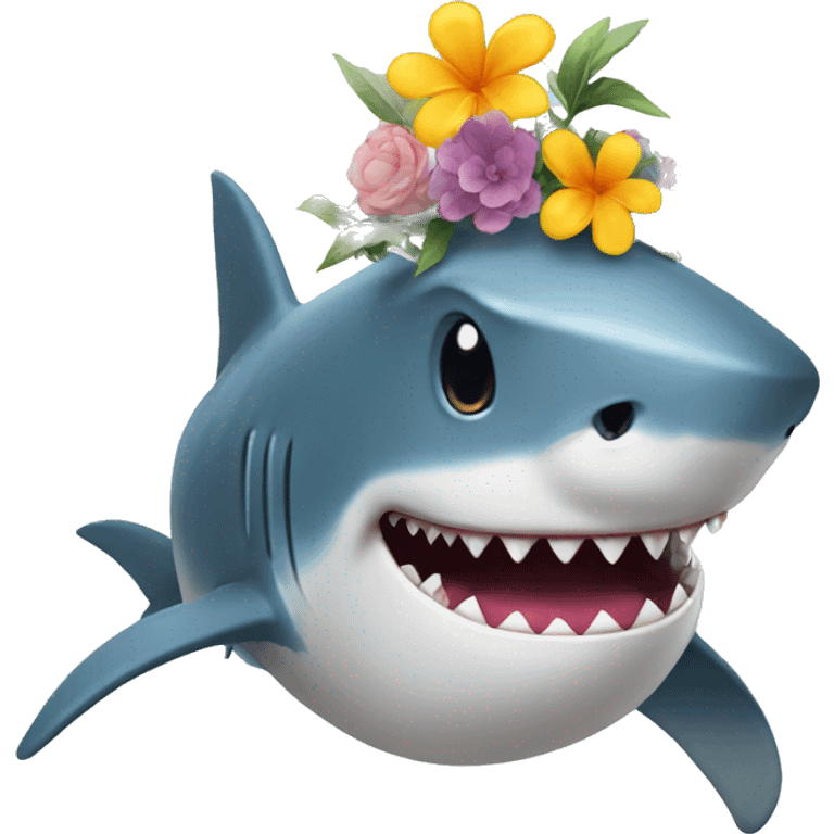 shark with flower on head emoji