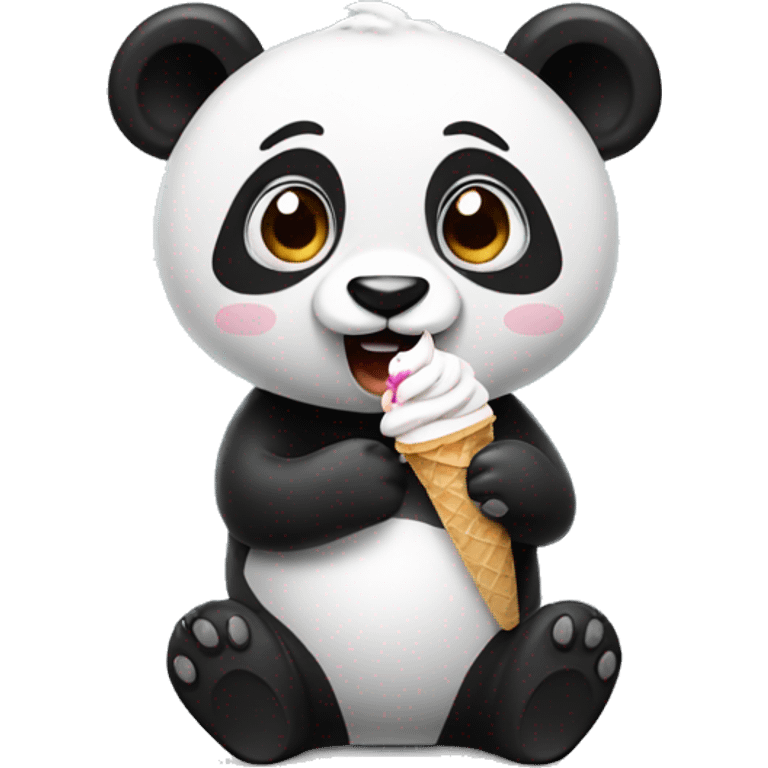 Panda eating ice cream emoji