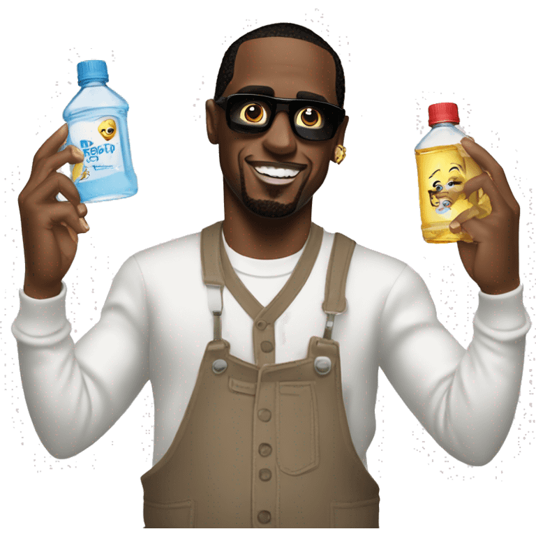 p.diddy holding 2 bottles of baby oil emoji