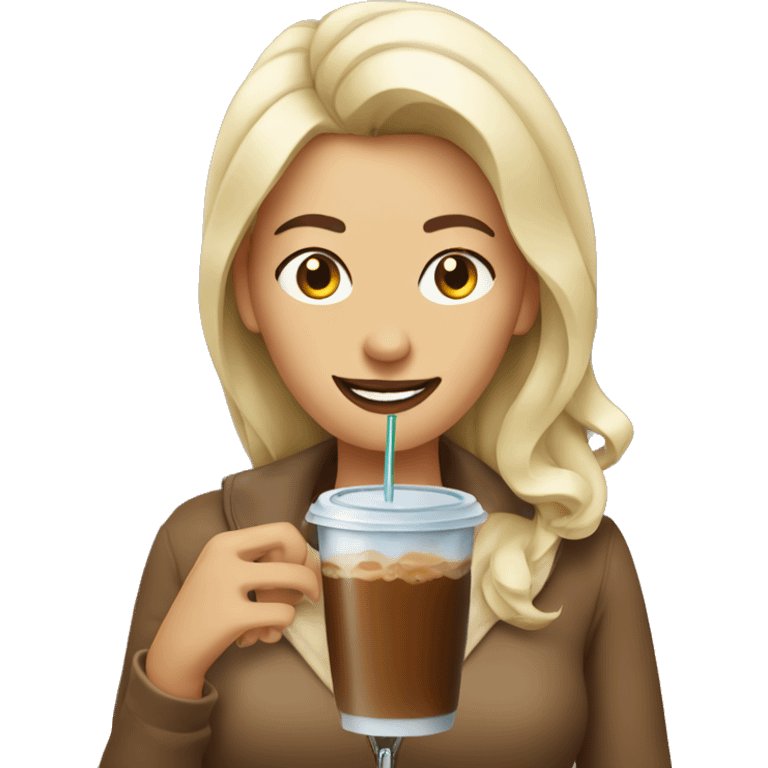 Woman drinking iced coffee emoji