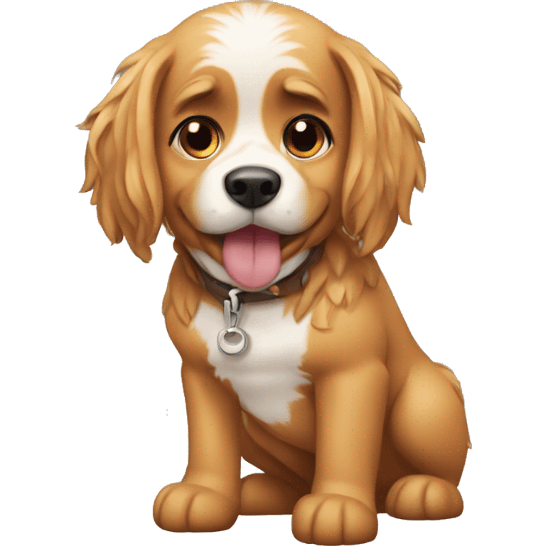 chica con perro shorshire emoji