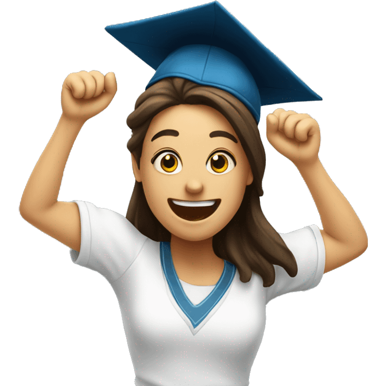 university, happy student jumping emoji