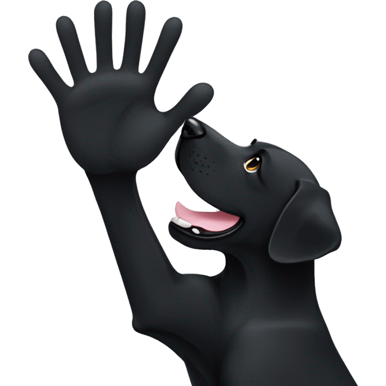 black labrador makes high five with his paw, only the upper body is visible emoji