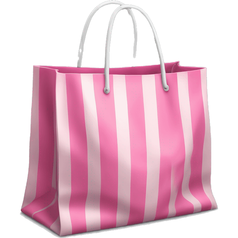 Realistic pink striped shopping bag emoji