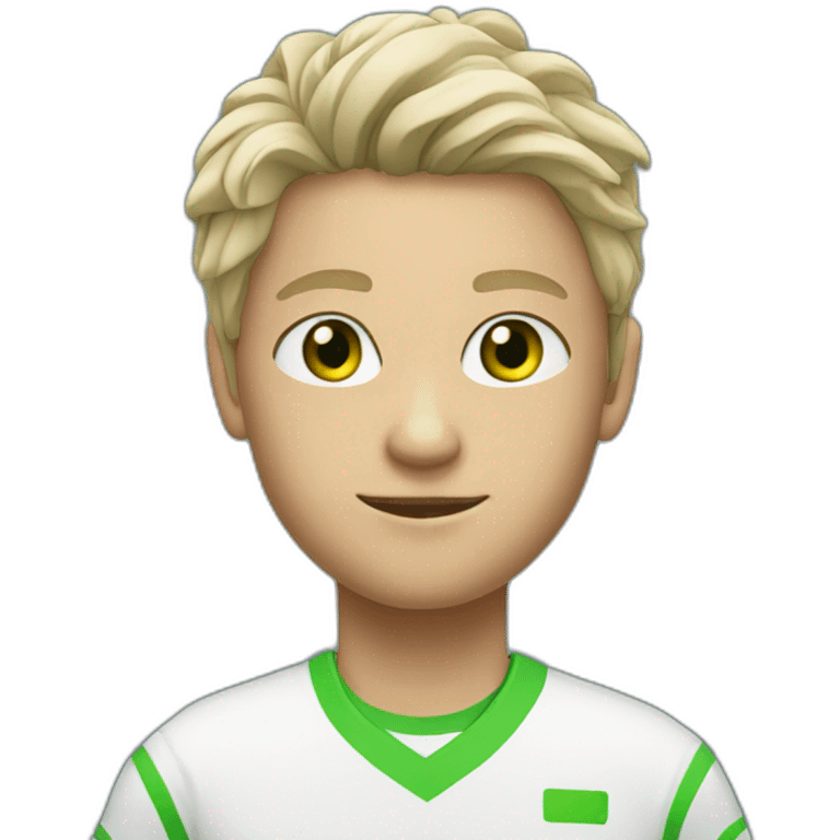 white tennis player with green eyes emoji