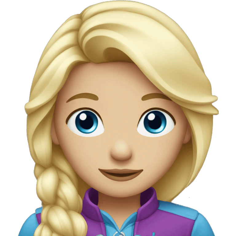 blond girl with blue eyes with horse emoji