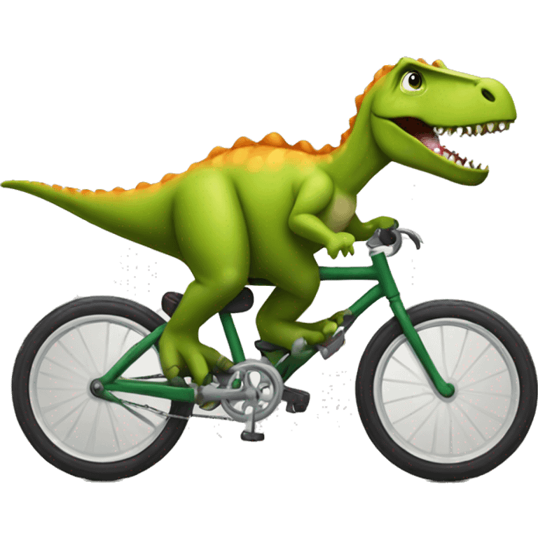 Dinosaur riding a bike emoji