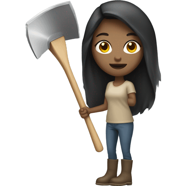 Beige Women with long dark hair light skin holding big shovel emoji