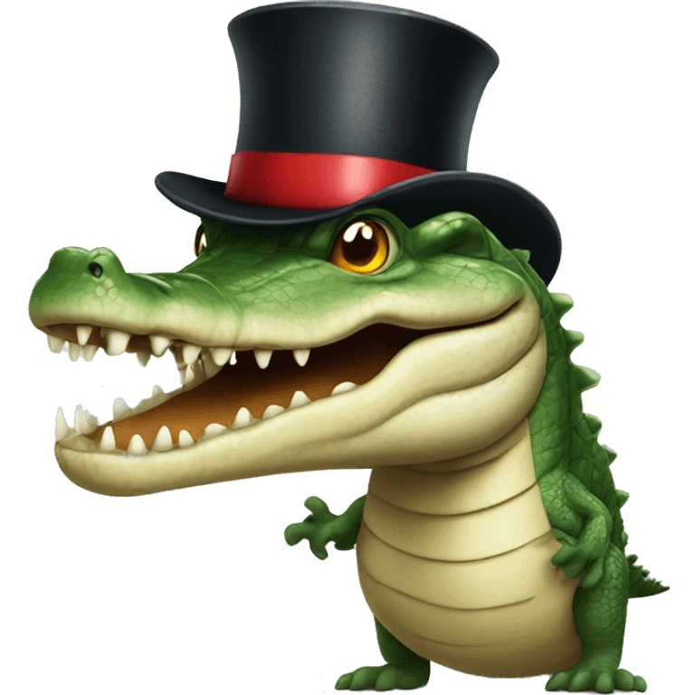 Crocodile with a top hat in war emoji