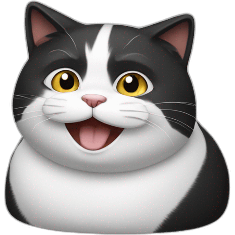 black-white fat cat smiling emoji