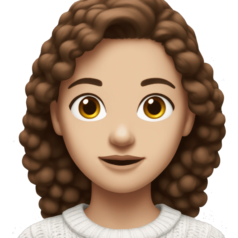 Girl with brown hair and white skin wearing a crimson and white sweater with the black crimson and white Harvard University logo on it  emoji